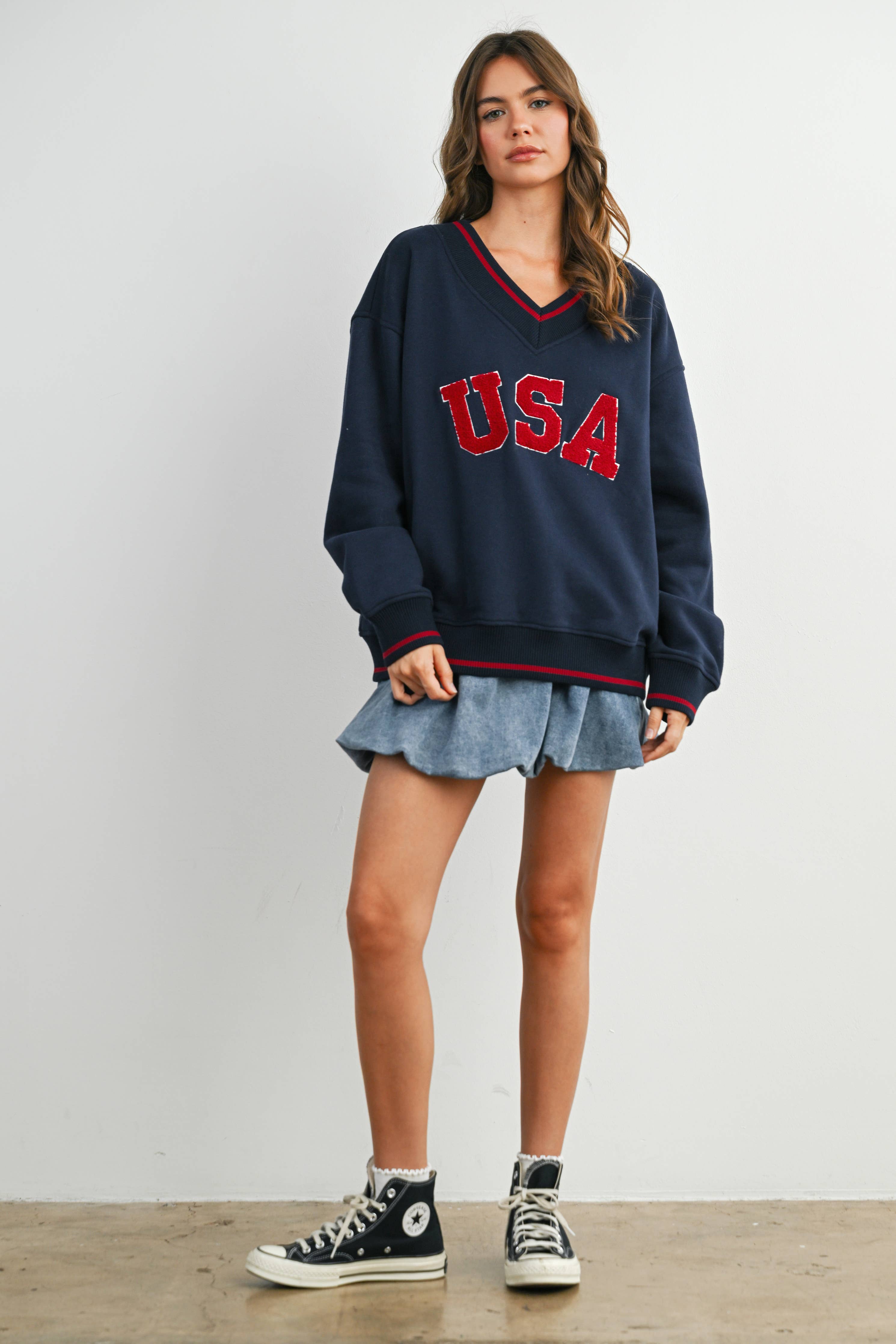 Crew Neck Graphic Long Sleeve Top - BMT7829