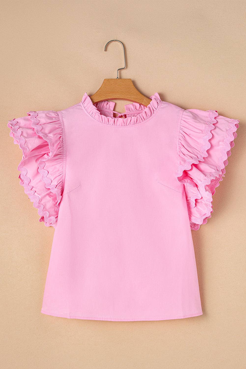 Ric-Rac Ruffle Short Sleeve Summer Blouse