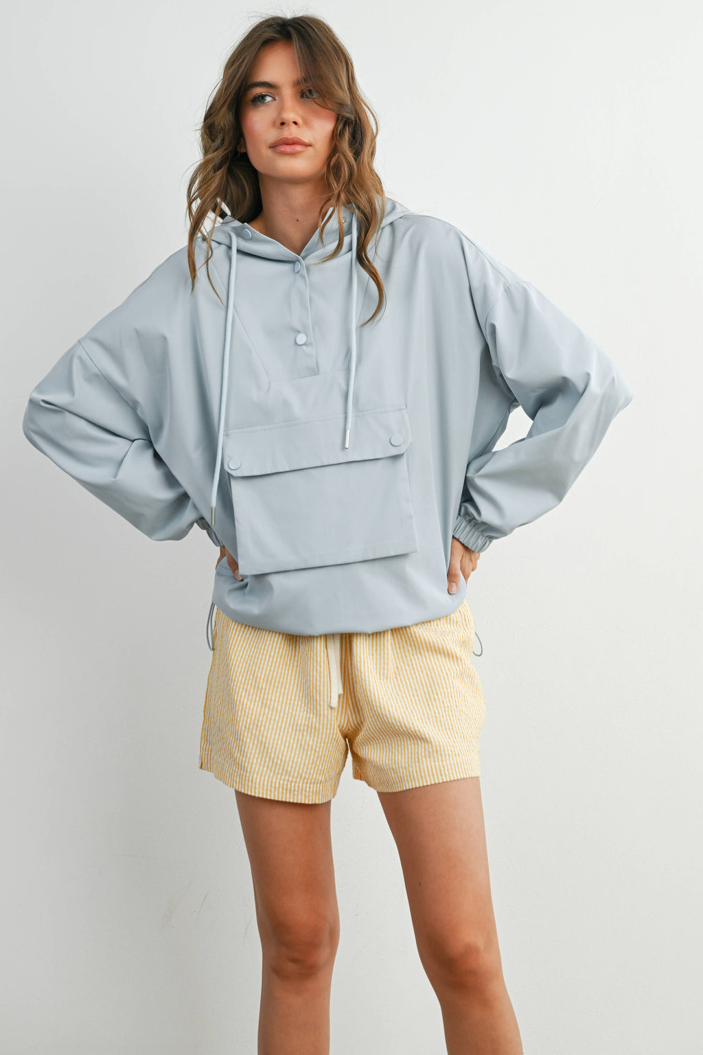 Hooded Pullover Long Sleeve Jacket - BMT7971