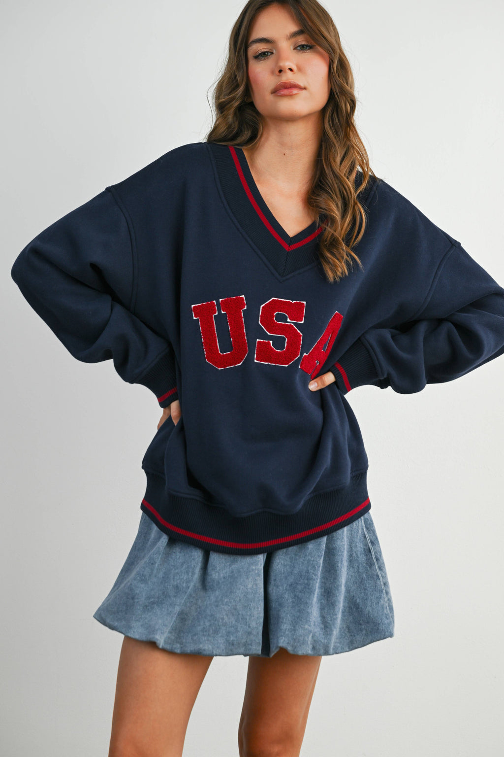 Crew Neck Graphic Long Sleeve Top - BMT7829
