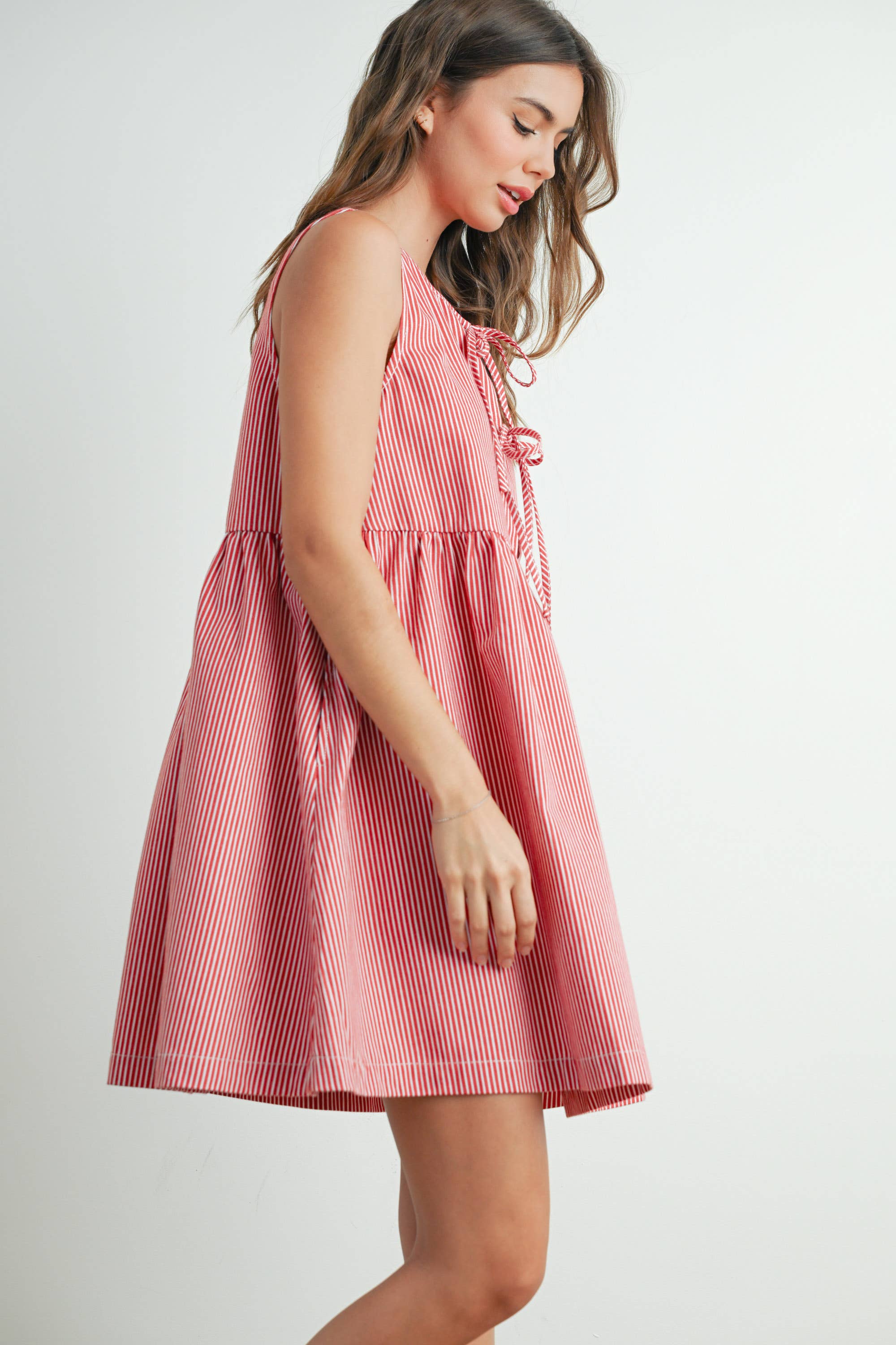Mini Red Stripe Bowknot Dress - BMD7605