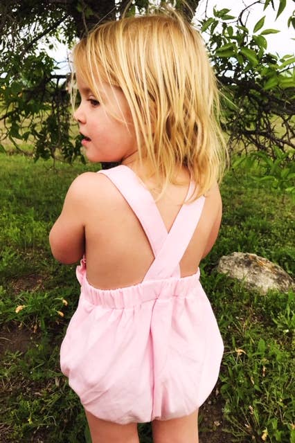 Girls Knit Sunsuit - Baby Pink