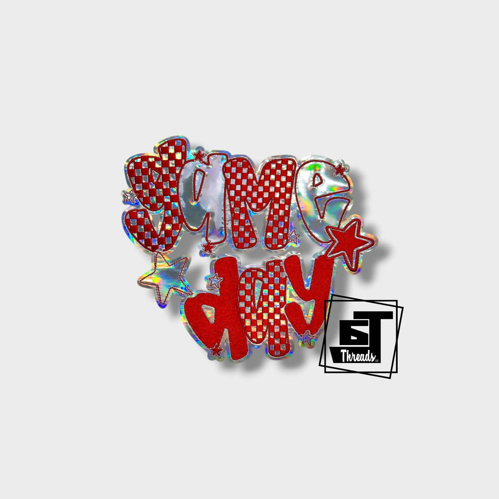 Red Metallic Checkered Game Day....Patches Only