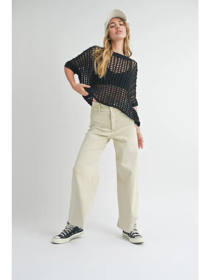 Talia Light Weight Net Patterned Knit Top