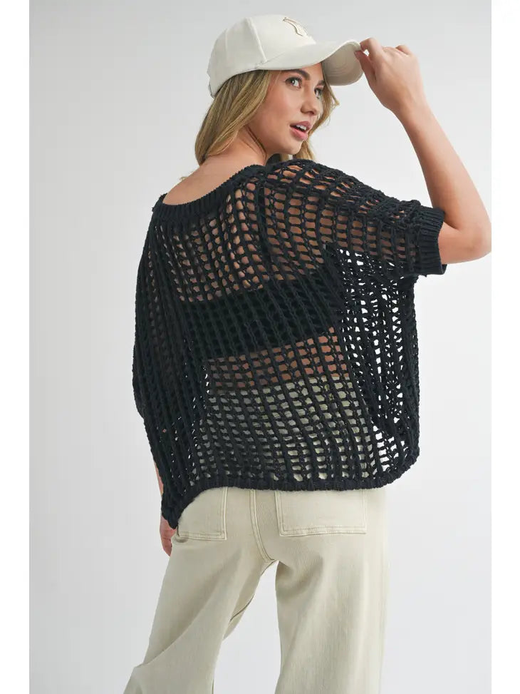 Talia Light Weight Net Patterned Knit Top