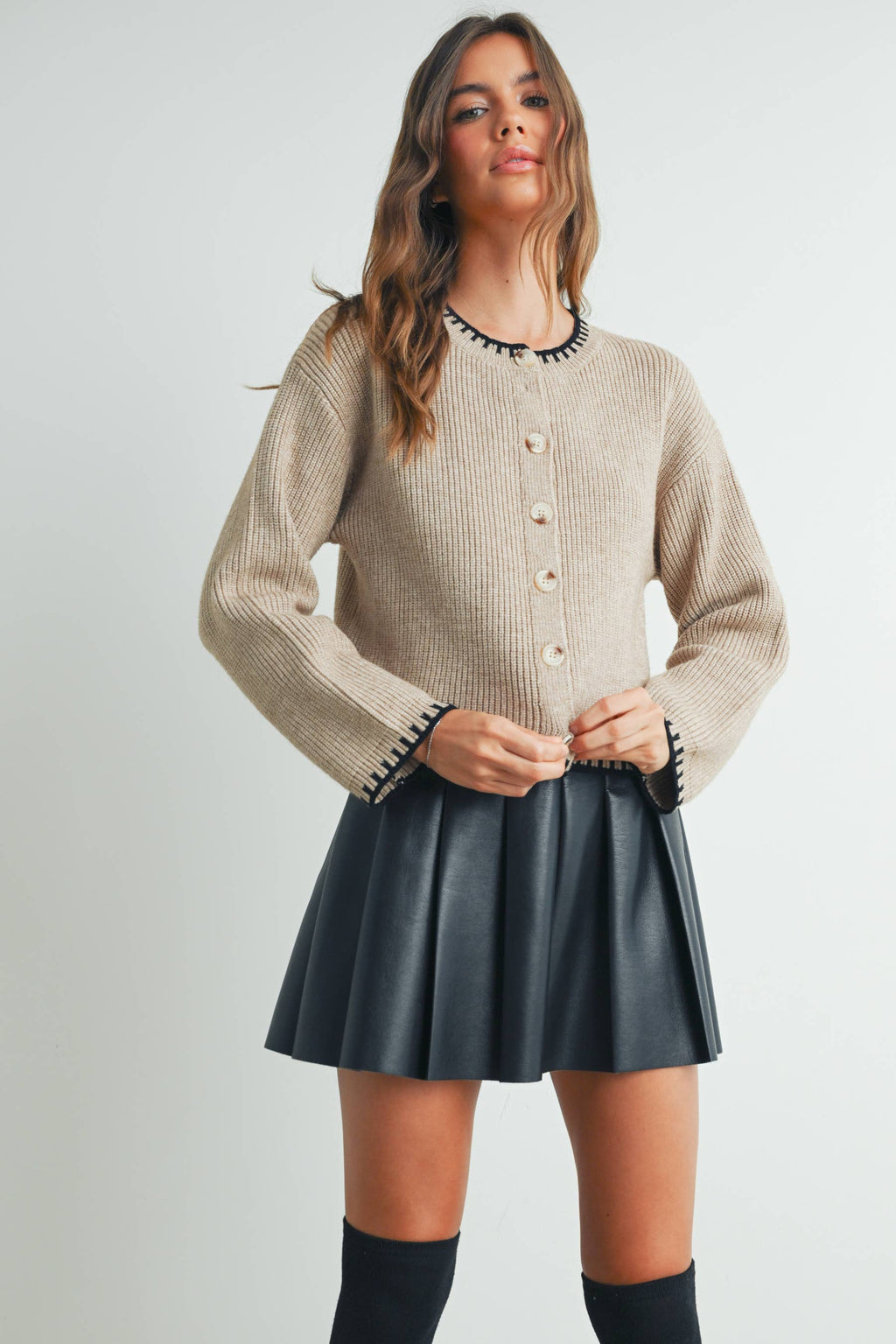 Women's Crewneck Cardigan Sweater - BMC7526