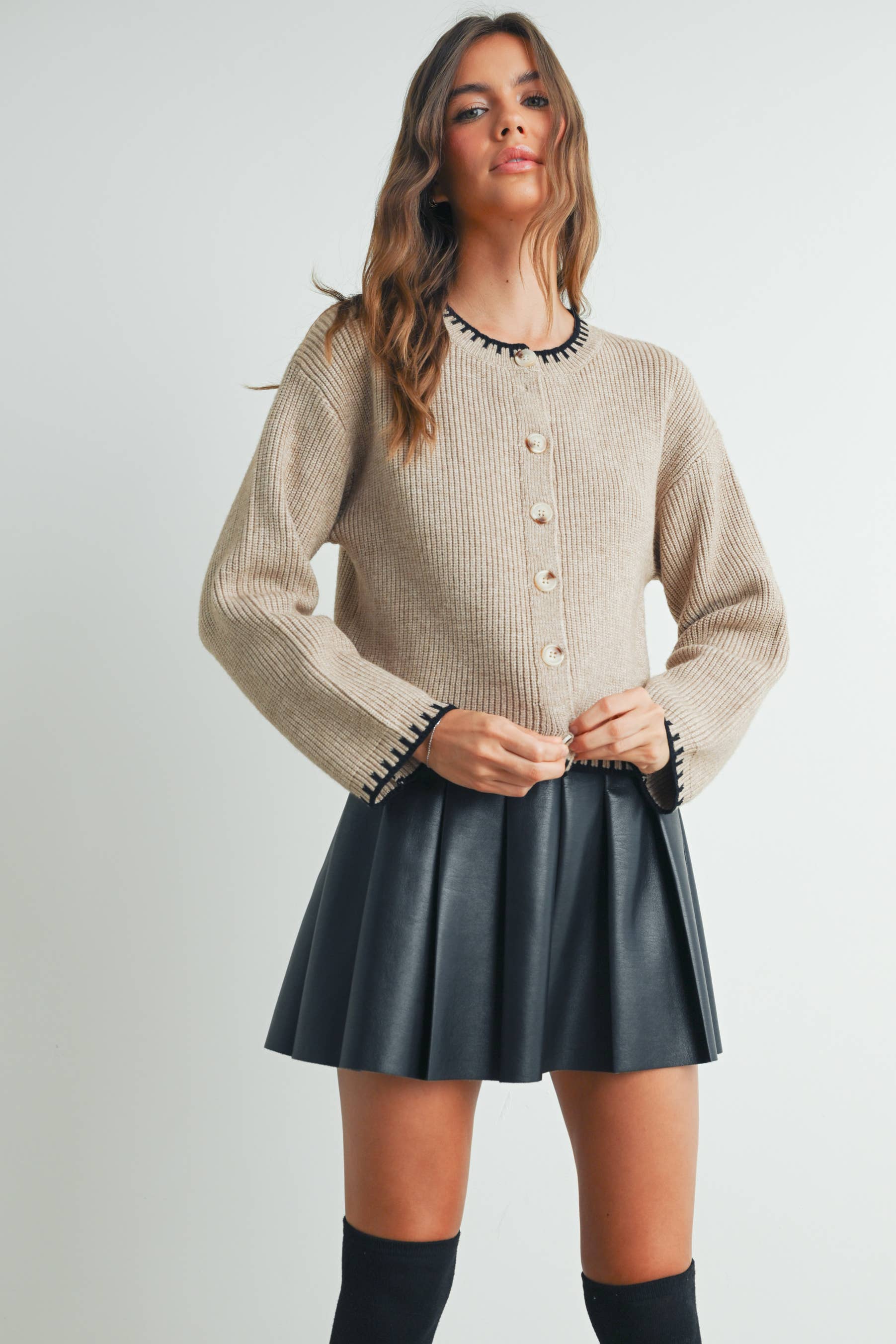 Women's Crewneck Cardigan Sweater - BMC7526