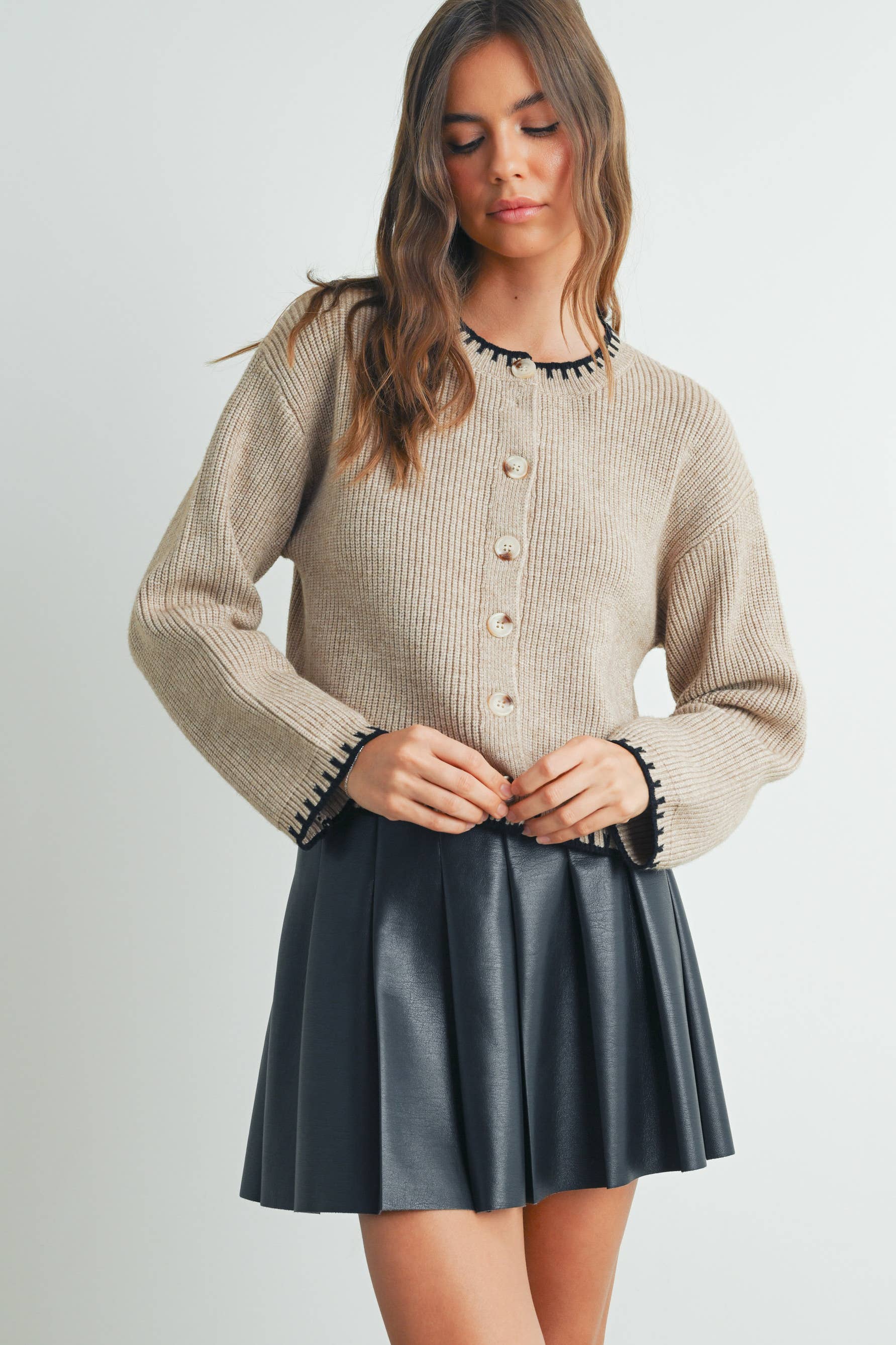 Women's Crewneck Cardigan Sweater - BMC7526