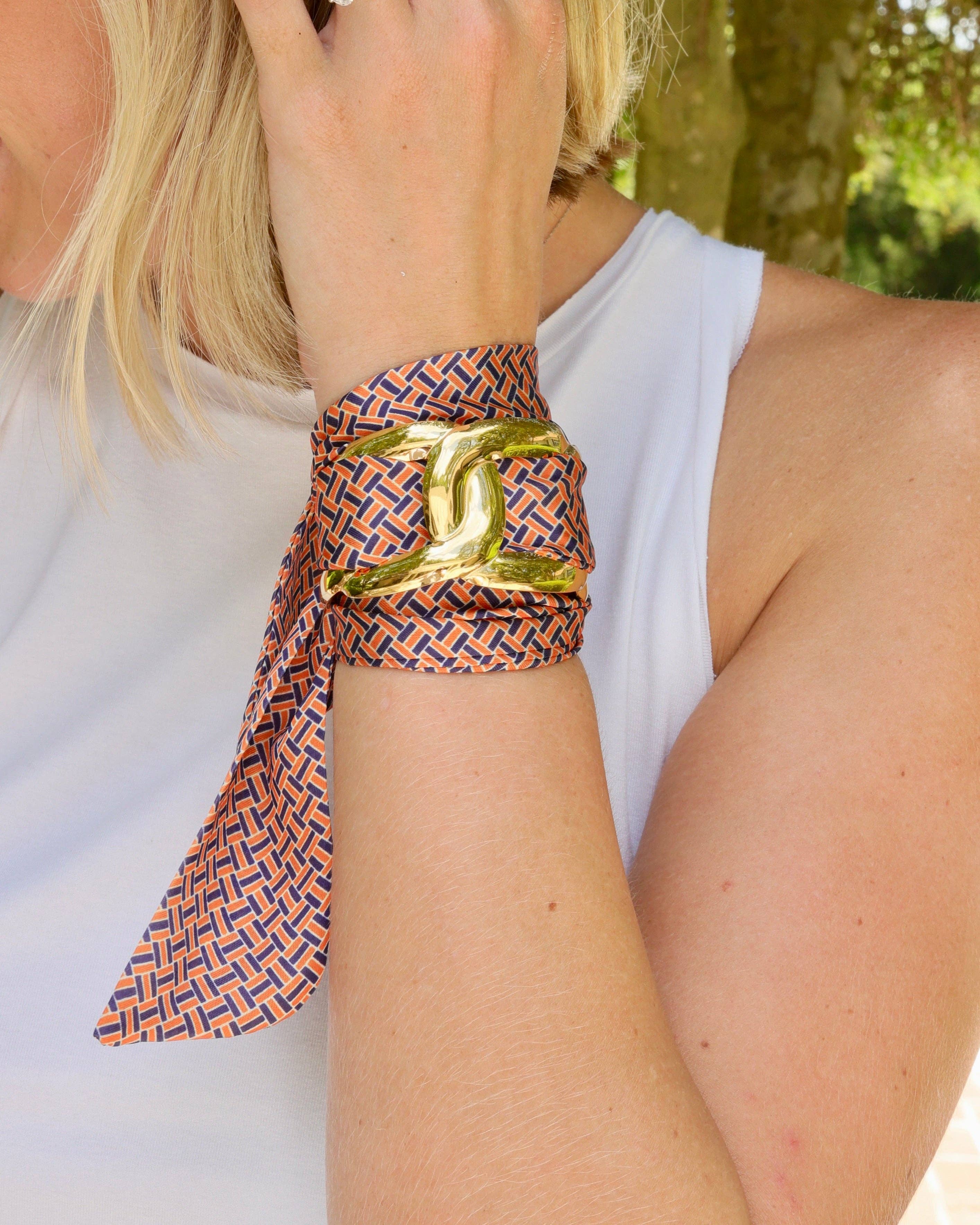 Serafina Scarf Bracelet Navy Orange