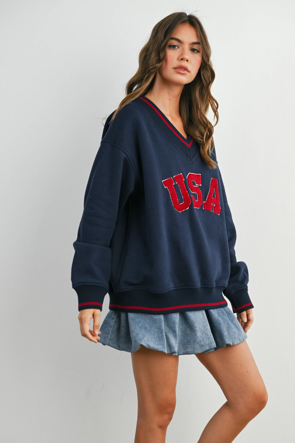 Crew Neck Graphic Long Sleeve Top - BMT7829