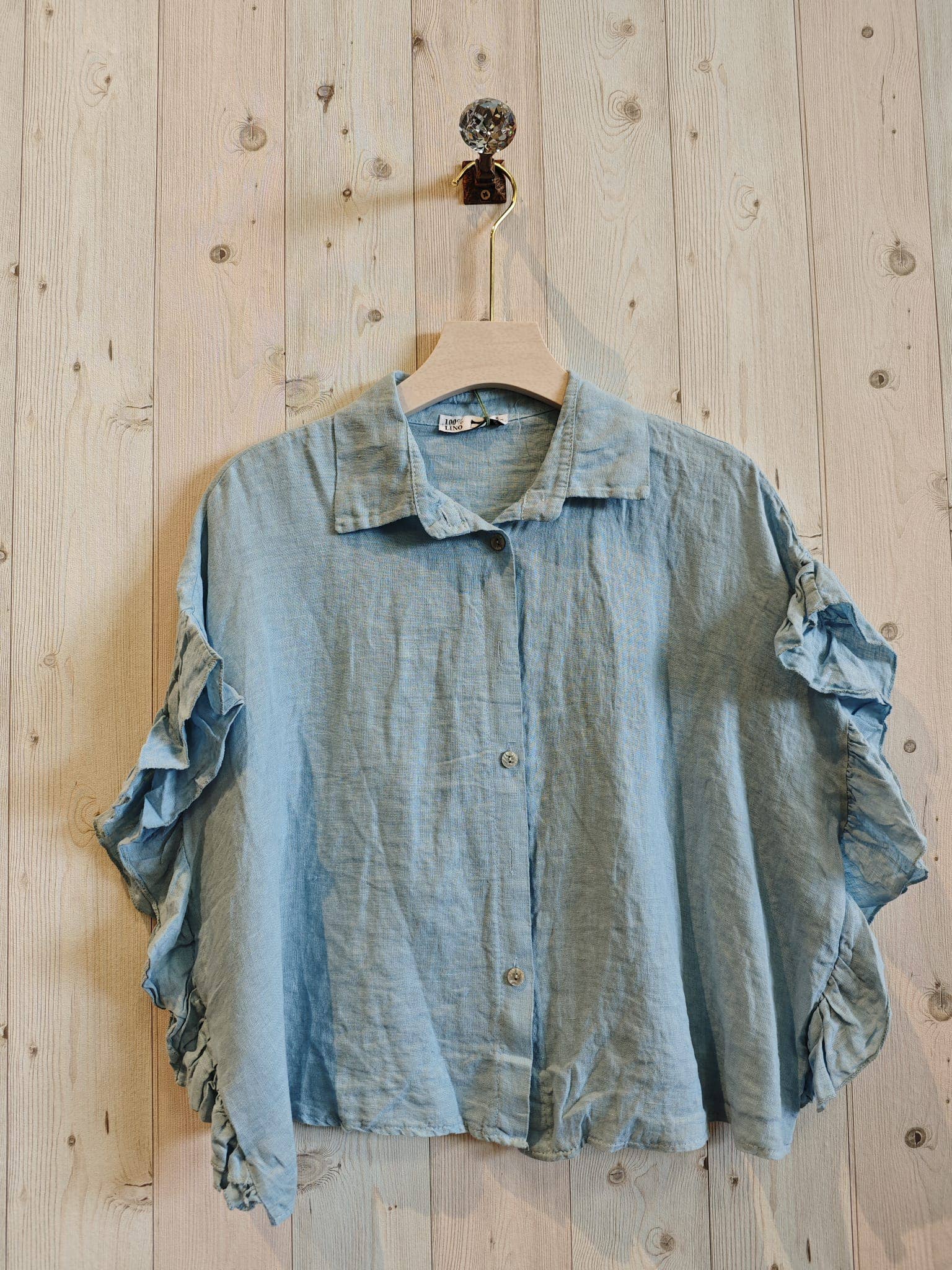 REF 20411 BLOUSE WITH RUFFLE SLEEVES 100% LINEN
