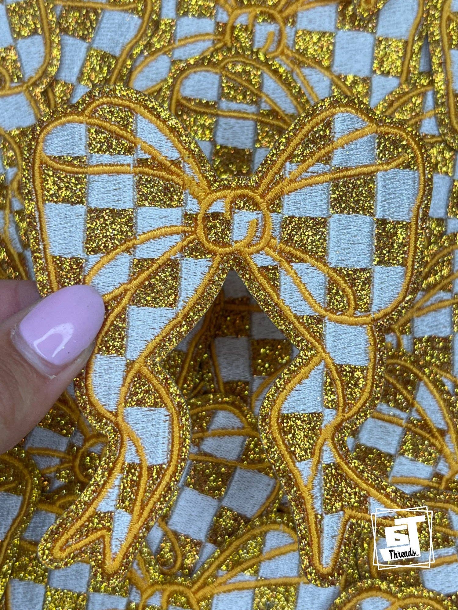 Glitter Checkered Bows...Cap Patch