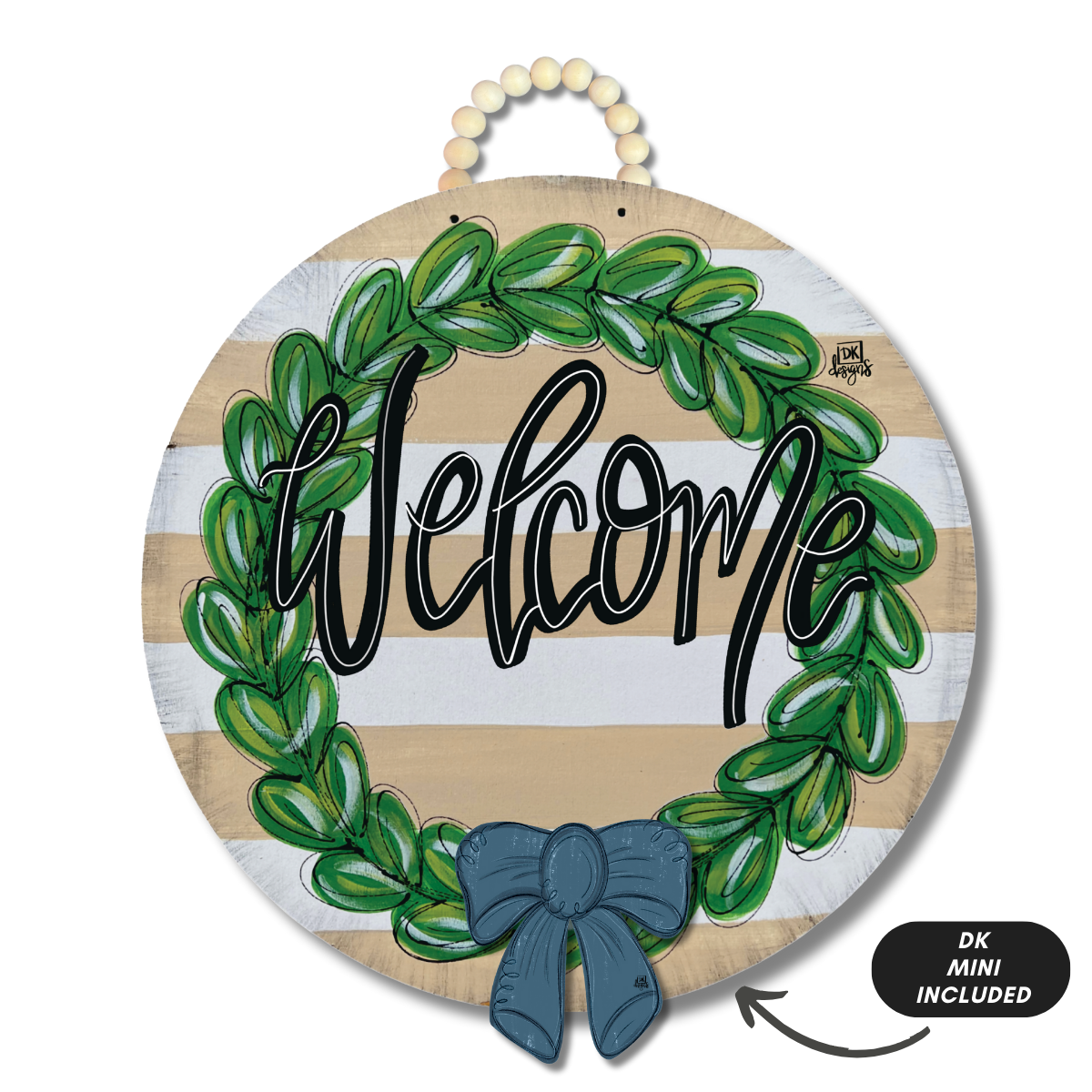 DK Tan Wreath 23 Inch with room for mini "Welcome"