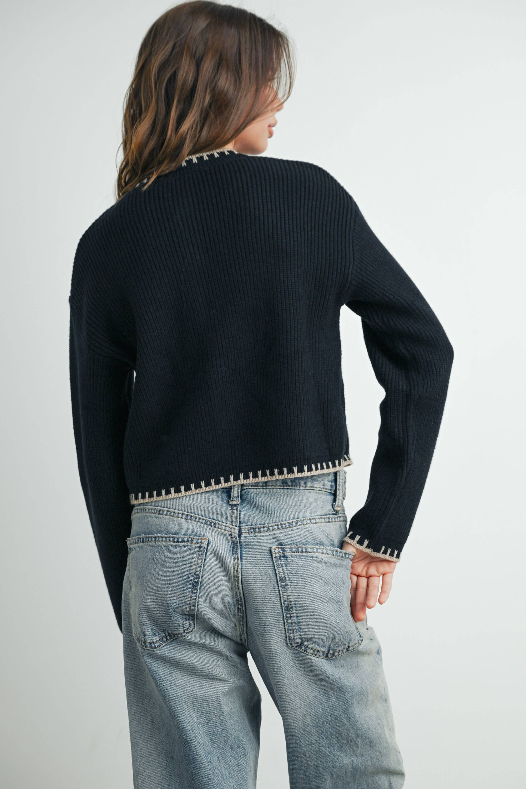 Women's Crewneck Cardigan Sweater - BMC7526