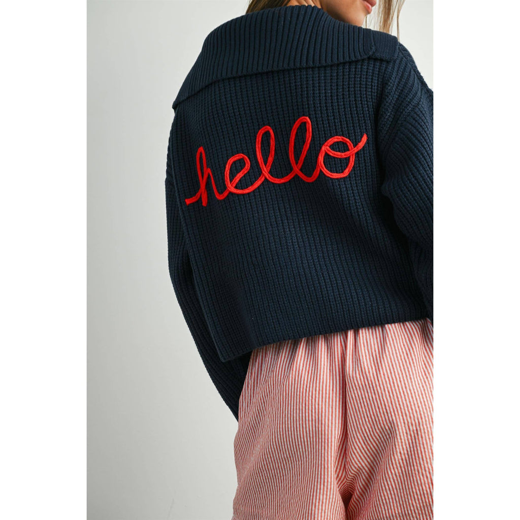 Knit Collared V-Neck Buttoned Long Sleeve Top - BMW7924