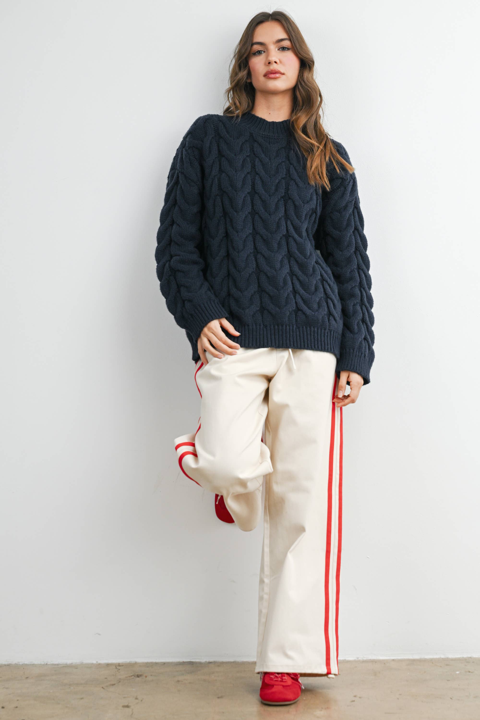 Striped Wide-Leg Drawstring Track Pants - BMP8039