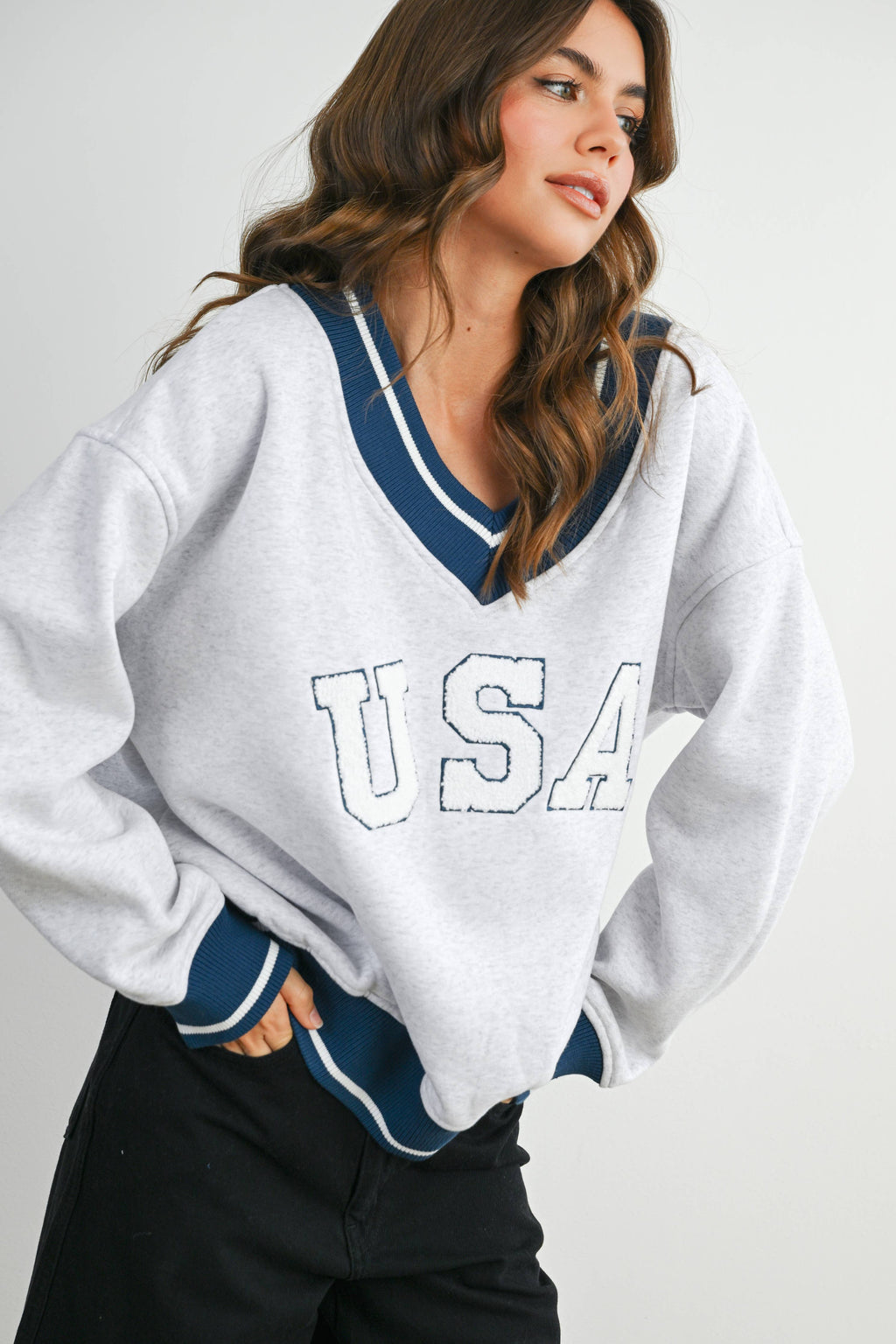 Crew Neck Graphic Long Sleeve Top - BMT7829