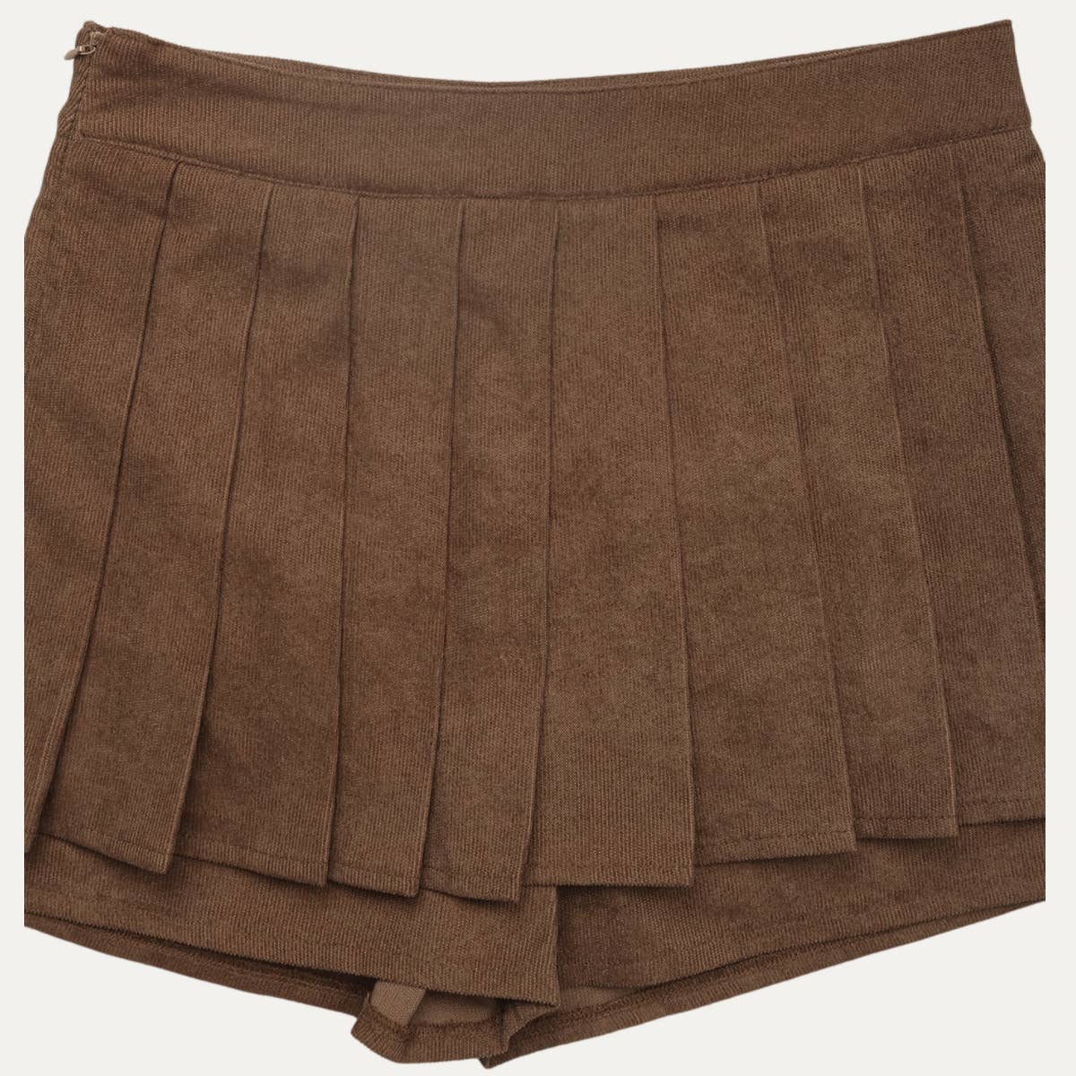 Trendy Corduroy High-Waisted Pleating Mini Skort