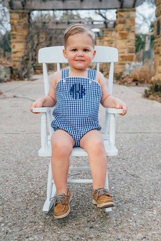 Unisex Gingham  Sunsuit - Navy