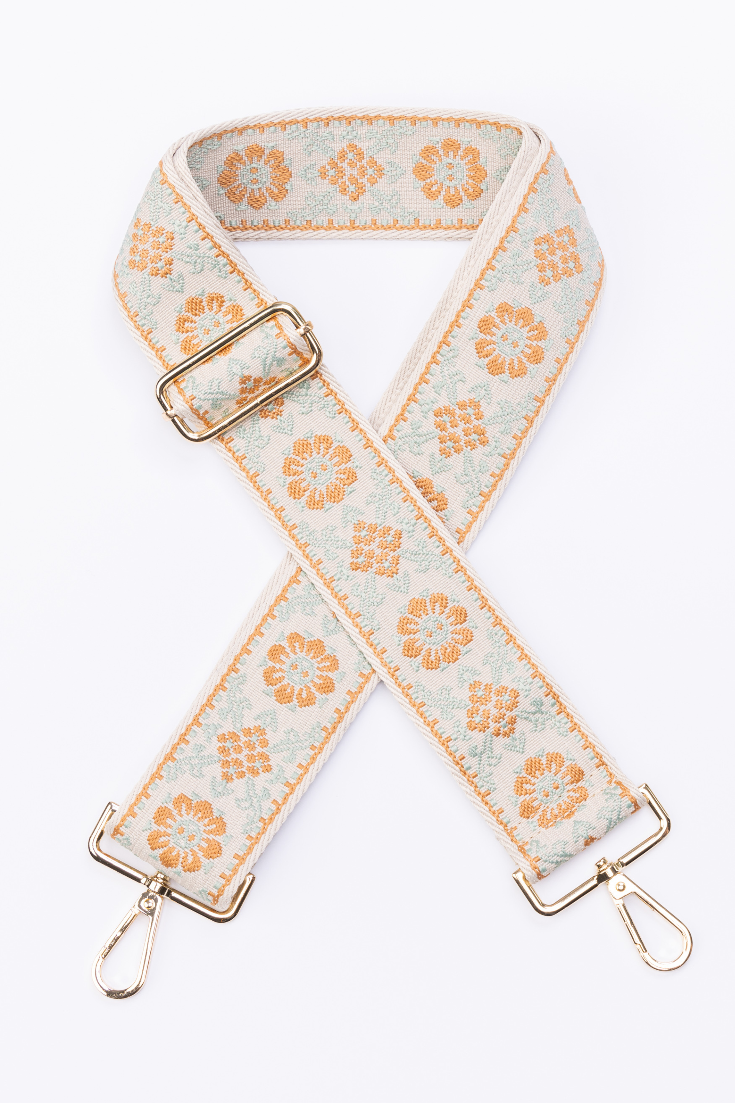 Guitar Strap - Mint & Tan Floral (18358706)