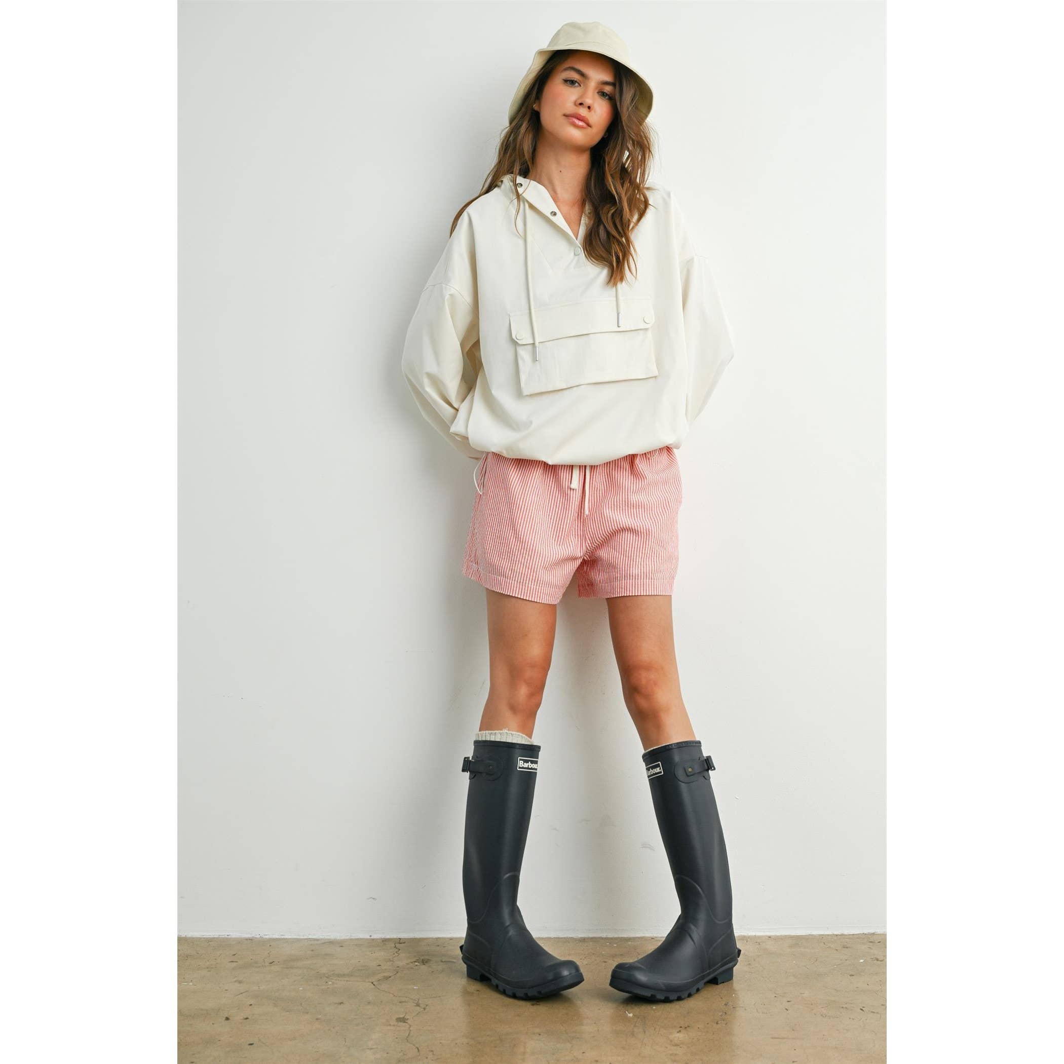 Hooded Pullover Long Sleeve Jacket - BMT7971